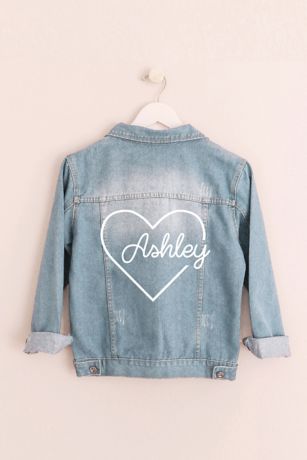 Heart Script Personalized Jean Jacket | David's Bridal